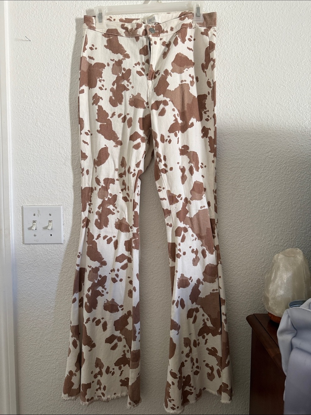Cowprint Flare Denim Bell Bottom Pants